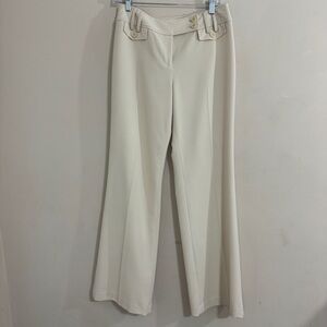 Loft Women's Y2K Low Rise Lined Straight Leg Trouser Pants Ivory size 4 Office